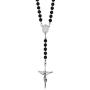 Faithful Devotion Rosary Simulated Black Onyx .925 Sterling Silver Pendant Necklace