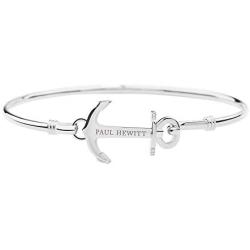 PAUL HEWITT Womens Bangle Silver Anchor Cuff - Bangle Bracelet for Women, Stainless Steel Bangle Bracelets for Women with Anchor Clasp (Silver), Beautiful Jewelry for Women