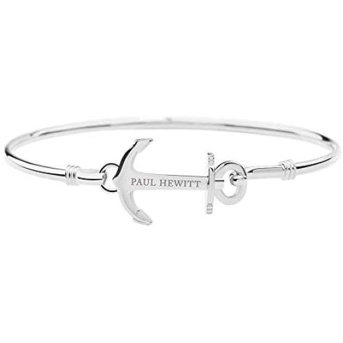PAUL HEWITT Womens Bangle Silver Anchor Cuff - Bangle Bracelet for Women, Stainless Steel Bangle Bracelets for Women with Anchor Clasp (Silver), Beautiful Jewelry for Women