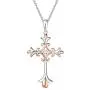 FANCIME White Gold Rose Gold Plated 925 Sterling Silver Embossed Infinity Cross Crucifix Delicate Pendant Necklace Dainty Pendant with Round CZ Fine Jewelry for Women Girls,16+2'', 18”