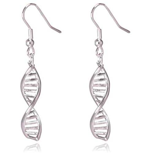 DNA Double Helix Science Stainless Steel Dangle Earrings