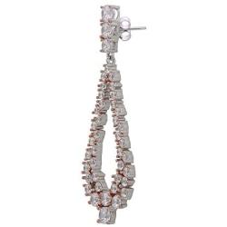Izaara 925 Sterling Silver White Round CZ Pear Dangle Earrings for Women and Girls