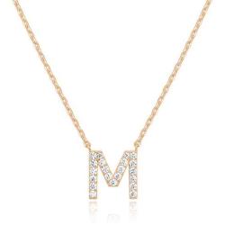 PAVOI 14K Yellow Gold Plated Cubic Zirconia Initial Necklace | Letter Necklaces for Women