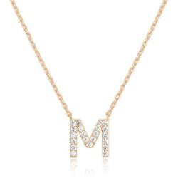 PAVOI 14K Yellow Gold Plated Cubic Zirconia Initial Necklace | Letter Necklaces for Women