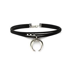 fxmimior Women Black Moon Crescent Pendant Choker Sexy Rock Handmade Bohe Necklace Women Accessories