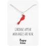 Cardinal Necklace For Women – Cute Red & Silver Charm – Cardinals Appear When Angels Are Near Message Card