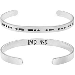 Joycuff Morse Code Bracelets for Women Mom Inspirational Mantra Cuff Bangle Friend Encouragement Gifts for Her BBF