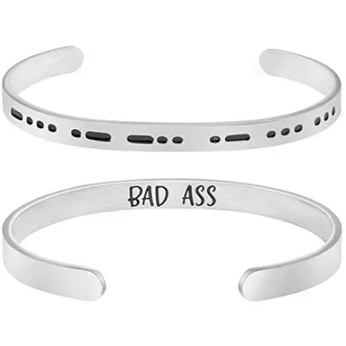 Joycuff Morse Code Bracelets for Women Mom Inspirational Mantra Cuff Bangle Friend Encouragement Gifts for Her BBF