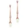 Mariell Slender Rose Gold CZ Vintage Dangle Earrings with Freshwater Pearl Drops - Bridal Wedding Style Mariell Slender Rose Gold CZ Vintage Dangle Earrings with Freshwater Pearl Drops - Bridal Wedding Style