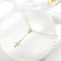 Woeoe Bohe Pearls Layered Rosary Necklace Gold Coin Pendants Cross Religious Necklaces Chain Beach Y Shape Angel Necklace Jewelry for Women and Girls
