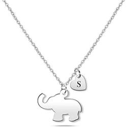 Elephant Necklace Elephant Jewelry for Girls with Initial Elephant Gifts Elephant Lover Gifts