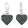 NOVICA Jade .925 Sterling Silver Heart Shaped Dangle Earrings, Love Immemorial