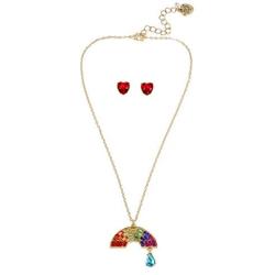 Betsey Johnson Rainbow Pendant & Stud Earrings Set