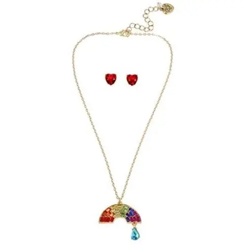 Betsey Johnson Rainbow Pendant & Stud Earrings Set