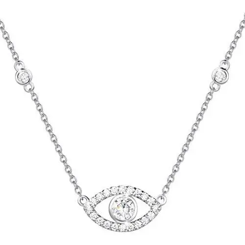 FANCIME Sterling Silver Evil Eye Necklace Evil Eye Bracelet Cubic Zirconia Simulated Diamond Pendant Necklace Yom Kippur Gifts Danity Fine Jewelry for Women Girls FANCIME Sterling Silver Evil Eye Necklace Evil Eye Bracelet Cubic Zirconia Simulated Diamond Pendant Necklace Yom Kippur Gifts Danity Fine Jewelry for Women Girls