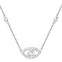 FANCIME Sterling Silver Evil Eye Necklace Evil Eye Bracelet Cubic Zirconia Simulated Diamond Pendant Necklace Yom Kippur Gifts Danity Fine Jewelry for Women Girls