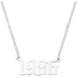 RTY Stainless Steel Birth Year Necklace Initial Year Number Pendant Necklace, 18k Gold Wedding Date Necklace Friendship Jewelry