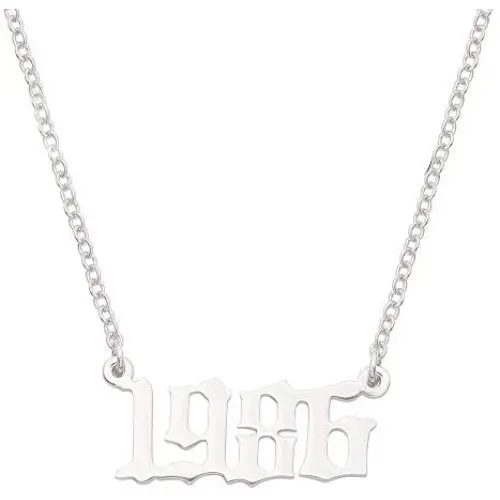 RTY Stainless Steel Birth Year Necklace Initial Year Number Pendant Necklace, 18k Gold Wedding Date Necklace Friendship Jewelry