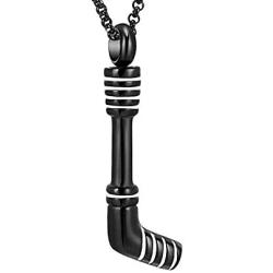 Hockey Stick Cremation Jewelry for Ashes Pendant Urns Pet Human Stainless Steel Memorial Necklace