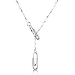 NOUMANDA Minimalist Paperclip Pendant Y Necklace Geometric Hollow Metal Frames Jewelry