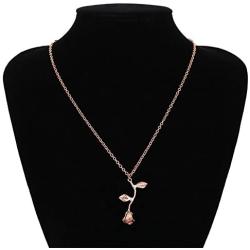andy cool Rose Gold Flower Pendant Necklace Chain Lovers Birthday Friendship Jewelry for Mothers Day by TheBigThumb