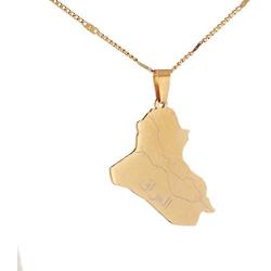 Yidan Stainless Steel Iraq Map Pendant Necklace Gold Color Jewelry Map of Iraq Necklaces