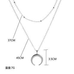 YienDoo Boho Multilayer Necklace Trendy Crescent Moon Pendant Bead Choker Chain Bohemia Jewelry For Woman and Girls (Gold)