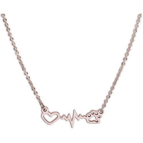 Heartbeat Dog Paw Necklace Gift for Veterinarian Dog Owner Gifts Vet Tech Jewelry Vegan Gift