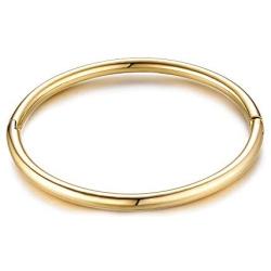 Carffany Polished Round Hinge Tiny Bangle Bracelet 18K Gold Lover Jewelry Valentines Day Wedding Jewelry Gift
