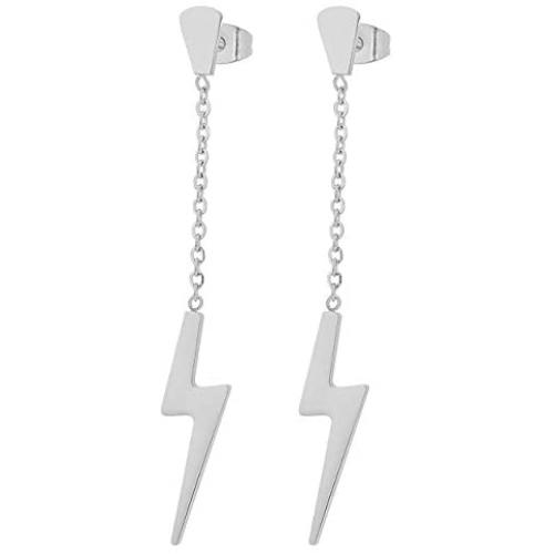 Edforce Stainless Steel Womens Girls Teens Earrings Lightning Bolt Dangle, 60mm/2.4in