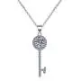 PINGTOUGE Hearts and Arrows Moissanite Key Pendant Necklace 925 Sterling Silver Lucky Lock Opener 18'' Rolo Link Chain for Women Girls