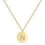 SANNYRA Dainty Disc Initial Necklace 18K Real Gold-Plated Letters A to Z 26 Alphabet Disc Pendant Necklace for Women Birthday Gifts