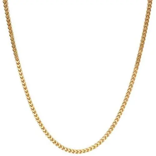 Sterling Silver Italian 2.5mm Franco Square Box Link Chain- Made In Italy- Silver or Yellow- 16''-30''