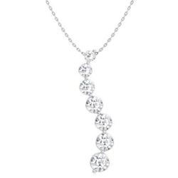 Diamondere Natural and Certified Round Diamond Journey Necklace in 14k White Gold | 0.90 Carat Pendant with Chain