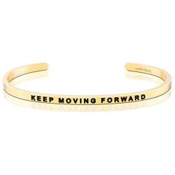 MantraBand Bracelet - Keep Moving Forward - Inspirational Engraved Adjustable Mantra Band Cuff Bracelet - Silver, Gold, Rose Gold - Gifts for Women