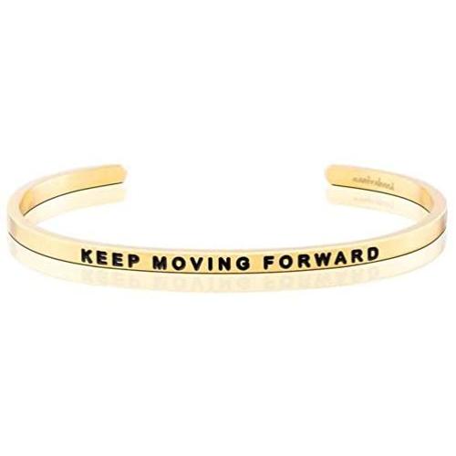 MantraBand Bracelet - Keep Moving Forward - Inspirational Engraved Adjustable Mantra Band Cuff Bracelet - Silver, Gold, Rose Gold - Gifts for Women