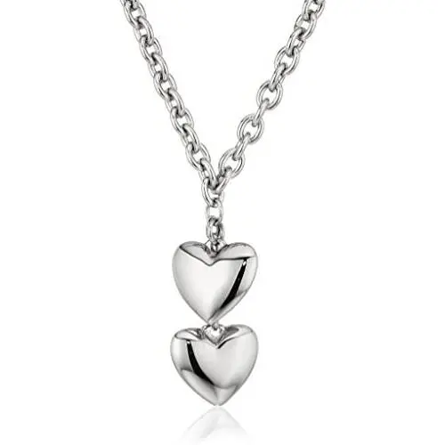 ELYA Jewelry Womens Stainless Steel Dangling Hearts Pendant Necklace, White, One Size ELYA Jewelry Womens Stainless Steel Dangling Hearts Pendant Necklace, White, One Size