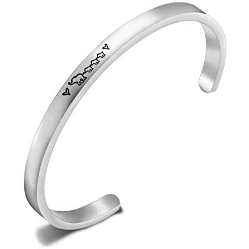 KUIYAI Mama Elephant Cuff Mommy Baby Bangle Cute Elephant Mother Gift for Family