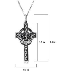 Oxidized 925 Sterling Silver Celtic Claddagh Crown, Cross or Celtic Knot Pendant Necklace, 18''