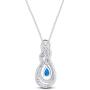 Jewel Zone US Jewelry Gifts Swiss Simulated Blue Topaz CZ & White Natural Diamond Accent Teardrop Pendant in Sterling Silver