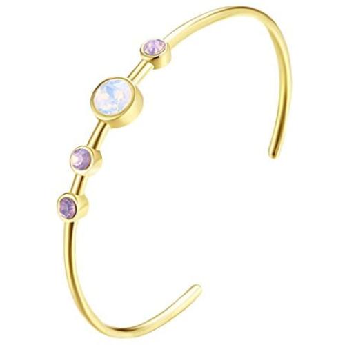 Greendou Fashion Jewelry 6mm 14k Gold Multicolor Opal Open Cuff Bracelet