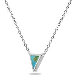 Sterling Silver Polished Inlay Triangle Minimalist Dainty Necklace for Women Girls, Choice of 3