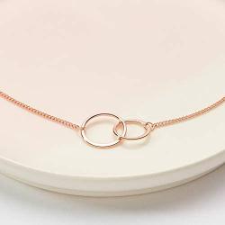 Mother of the Bride Gift Necklace: Parent of Bride Jewelry, 2 Asymmetrical Circles (rose-gold-plated-brass, NA)