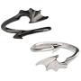 Personality Angel Devil Wings Open Ring for Men and Women Dragon Wing Arrow Adjustable Black White Couple Ring