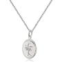 Sterling Silver Polished Palm Tree Summer Medallion Coin Round Pendant Necklace