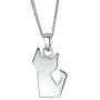 3D Small Origami Cat Kitten Kitty Pet Pendant Necklace For Women For Teen Polished 925 Sterling Silver