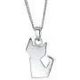 3D Small Origami Cat Kitten Kitty Pet Pendant Necklace For Women For Teen Polished 925 Sterling Silver