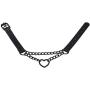 FM FM42 PU Simulated Leather Black-Tone/Silver-Tone Gothic Punk Heart Ring Cuban Curb Link Chain Adjustable Neckband Collar Choker (16 Colors)