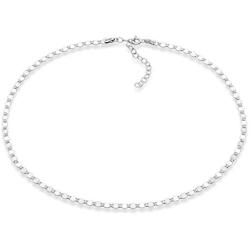 Miabella 925 Sterling Silver Figaro, Beaded Singapore, Sparkle, Cuban Link Chain, Adjustable Sterling Silver Necklace for Women 13 + 2, 15 + 2 Inch Made in Italy