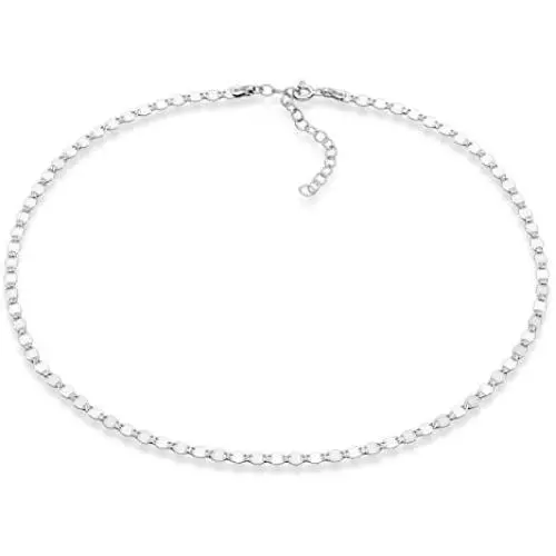 Miabella 925 Sterling Silver Figaro, Beaded Singapore, Sparkle, Cuban Link Chain, Adjustable Sterling Silver Necklace for Women 13 + 2, 15 + 2 Inch Made in Italy Miabella 925 Sterling Silver Figaro, Beaded Singapore, Sparkle, Cuban Link Chain, Adjustable Sterling Silver Necklace for Women 13 + 2, 15 + 2 Inch Made in Italy